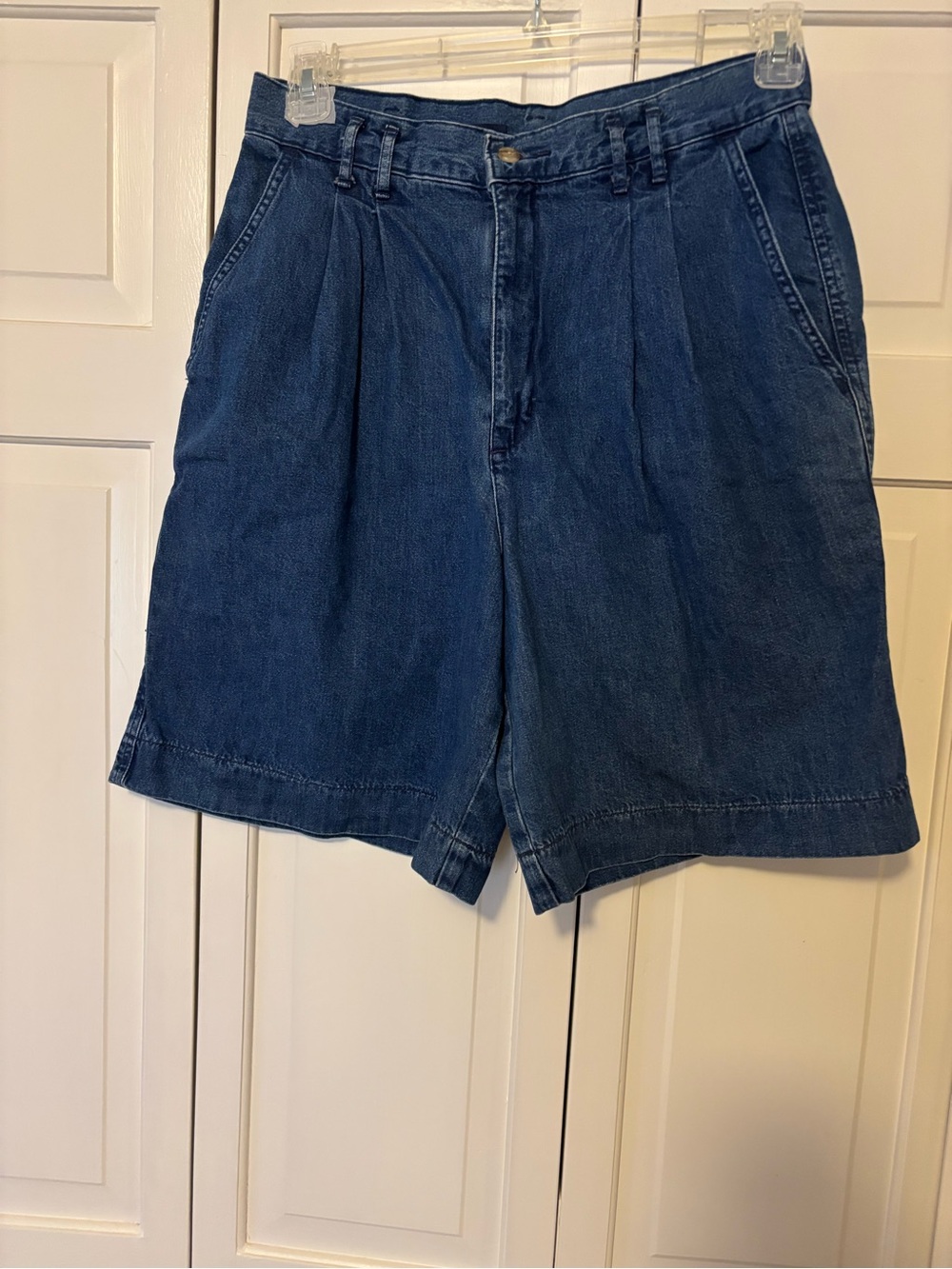 Dockers Navy Pleated Denim Shorts